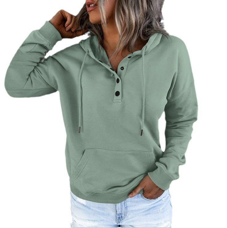 Damen Sportlicher Hoodie mit Knopfleiste und lässigem Schnitt WW