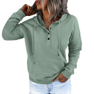 Damen Sportlicher Hoodie mit Knopfleiste und lässigem Schnitt WW