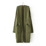 Damen Strickjacke mit grobem Zopfmuster und Taschen WW
