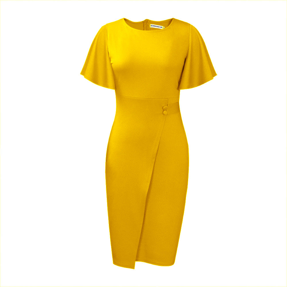 Damen Figurbetontes Kleid mit eleganten Rüschensäumen und schimmerndem Detail WW