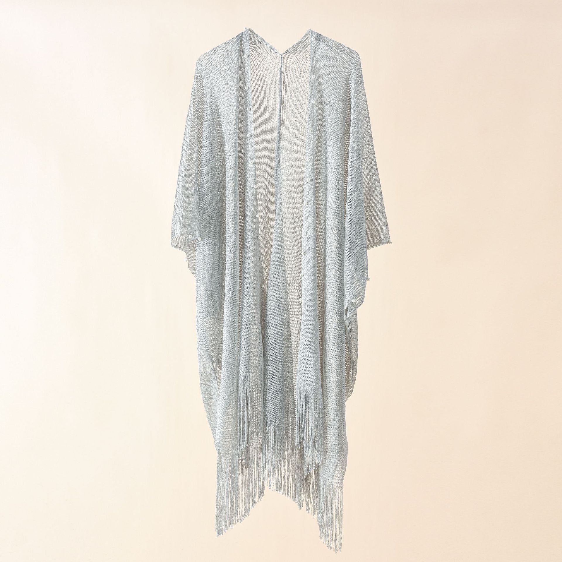 Damen transparenter Kaftan mit fransigen Kanten und elegantem Design WW