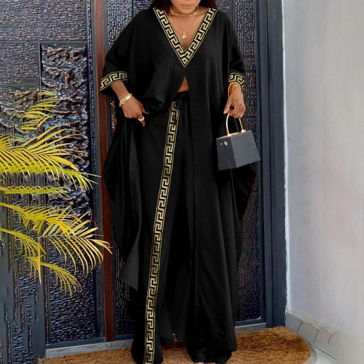 Damen Set aus kimonoartigem Oberteil und weitem Hosen WW