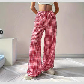 Damen Weite Karohose mit elastischem Bund und schickem Schnitt WW