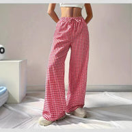 Damen Weite Karohose mit elastischem Bund und schickem Schnitt WW
