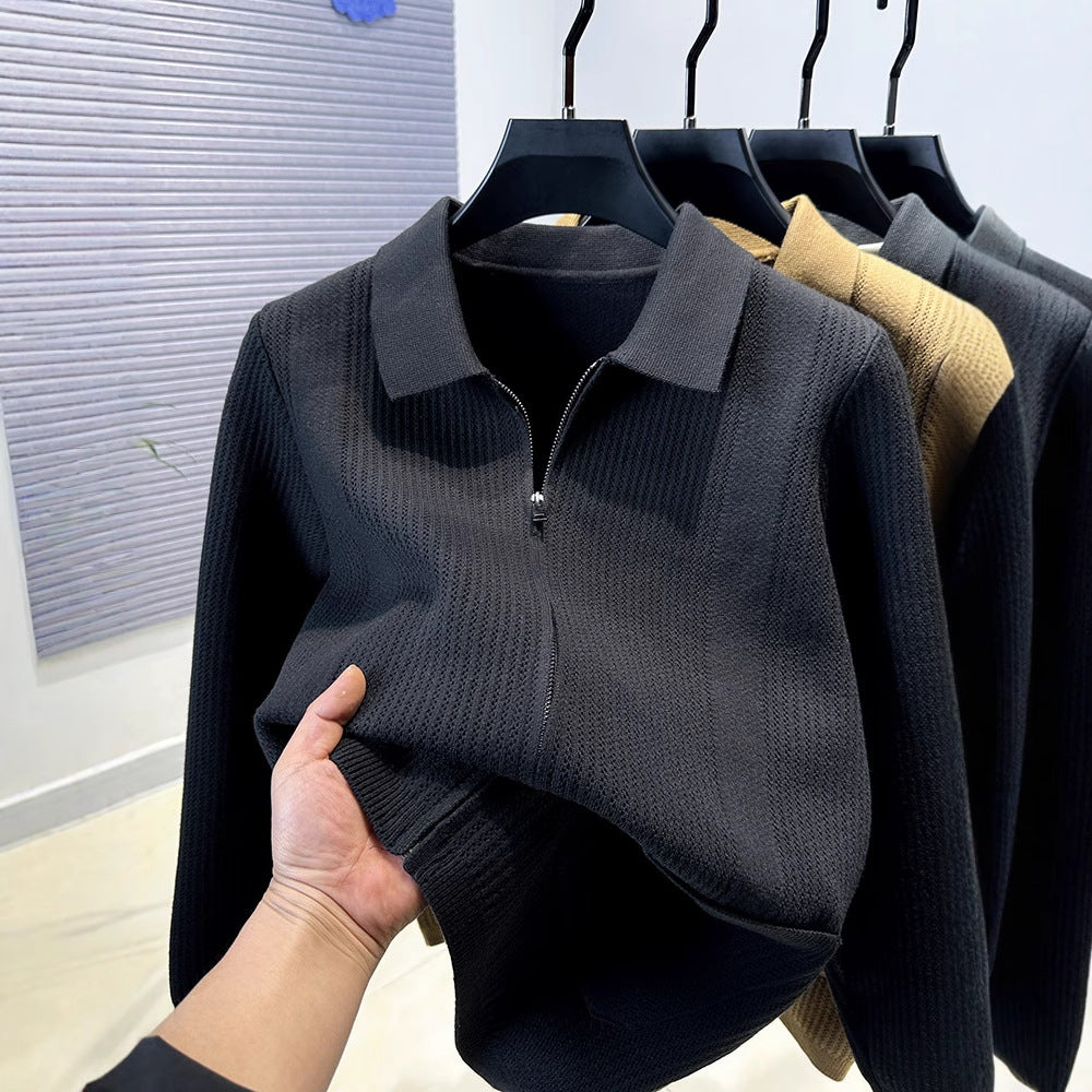 Damen Pullover mit strukturiertem Reißverschluss und klassischem Kragen WW