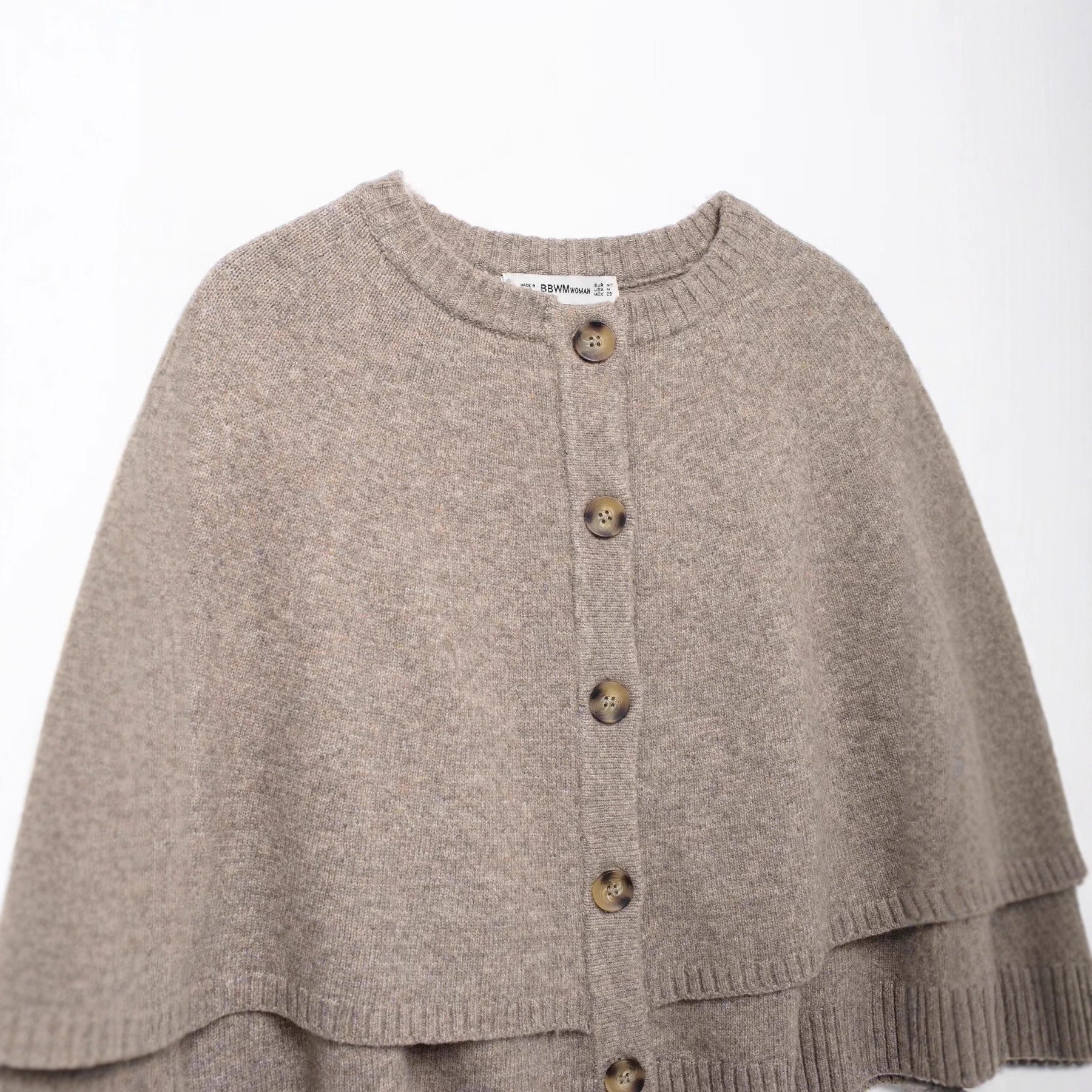 Damen Strick-Cape mit eleganter Knopfleiste WW