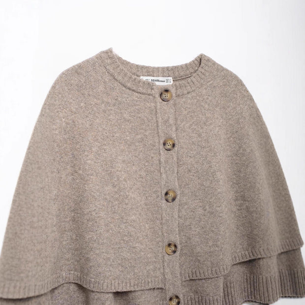 Damen Strick-Cape mit eleganter Knopfleiste WW