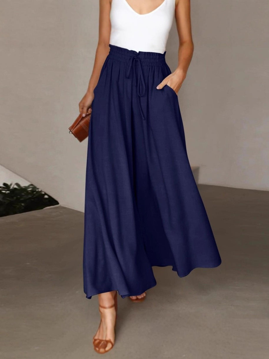 Damen weite Hose mit elastischem Bund und Taschen WW