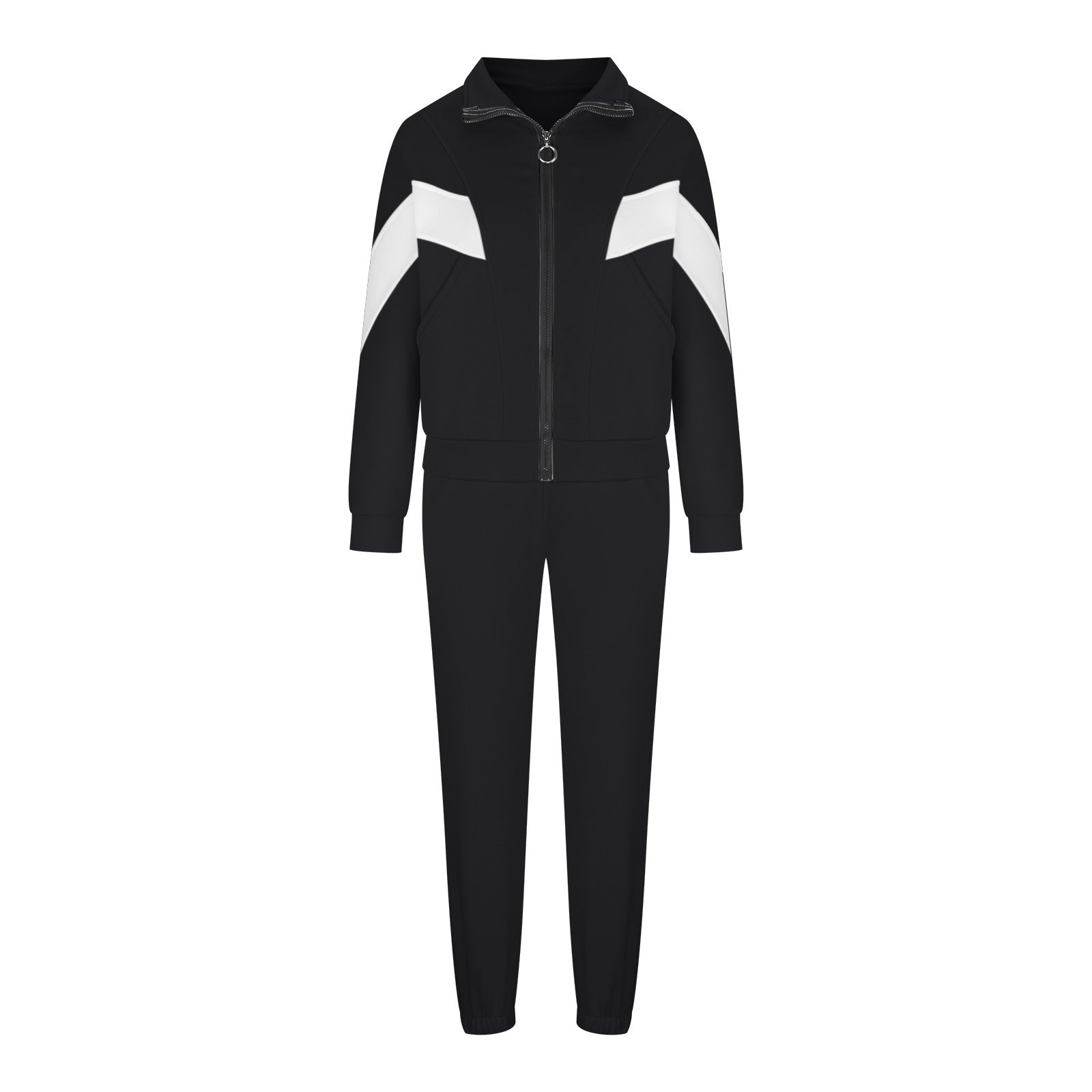 Damen sportlicher Funktionsanzug mit Reißverschluss und modernen Farbblocks WW