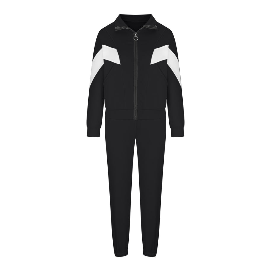 Damen sportlicher Funktionsanzug mit Reißverschluss und modernen Farbblocks WW