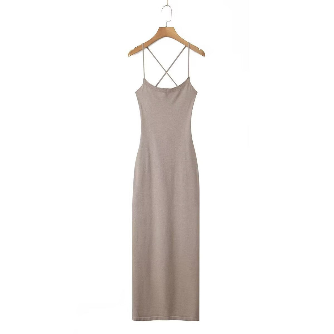 Damen lässiges Maxikleid mit verstellbaren Trägern und elegantem Rücken W&W Mode
