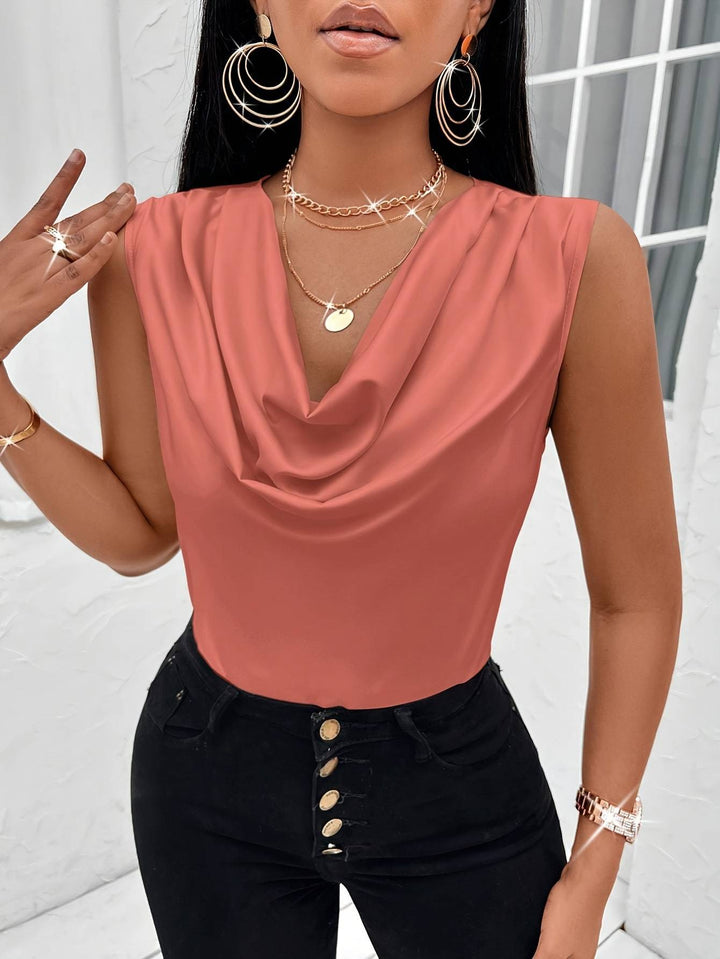 Damen elegantes Oberteil mit fließendem Ausschnitt W&W Mode