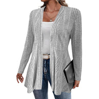 Damen Strickjacke mit verspieltem Design und seitlichem Gürtel WW