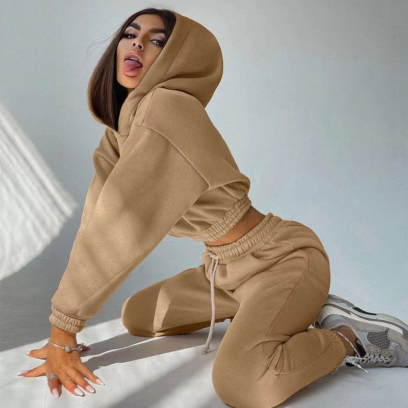 Damen sportliches und lässiges Hoodie-Set mit weitem Schnitt WW