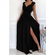 Damen Maxikleid mit raffiniertem V-Ausschnitt und hohem Schlitz WW