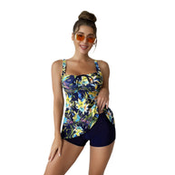 Damen tankini Badeanzug mit elegantem Rockdetail und floralen Akzenten WW