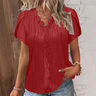 Damen spitzenbesetzte knopfleistenbluse WW