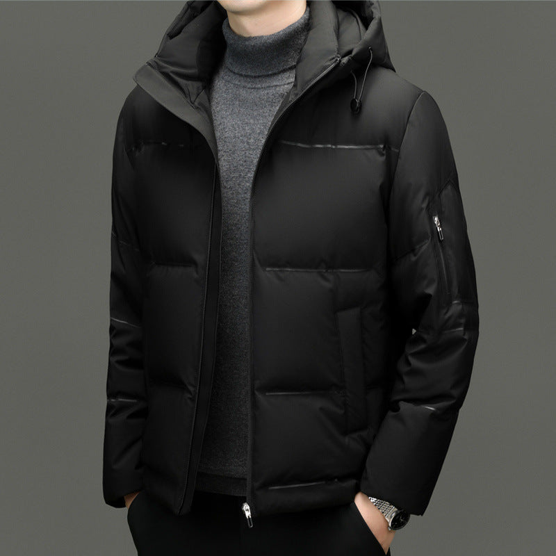 Herren Daunenjacke mit abnehmbarem Kapuzenkragen und wasserabweisender Oberfläche WW