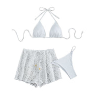Damen Bikini-Hüftrock mit schlanker Passform und floralen Details WW