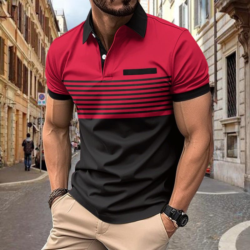 Herren Poloshirt mit dynamischem Streifen-Design WW