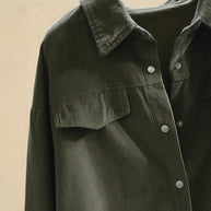 Damen Oversized Hemd aus Rippstoff mit Brusttaschen und schickem Kragen WW