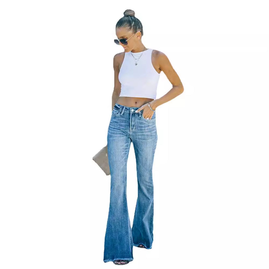 Damen Flared Jeans mit lässigem Schnitt und hohem Taillenbund WW