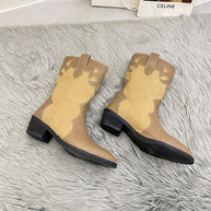 Damen Stiefeletten im Cowboy-Stil mit einzigartigem Design und kompaktem Absatz WW