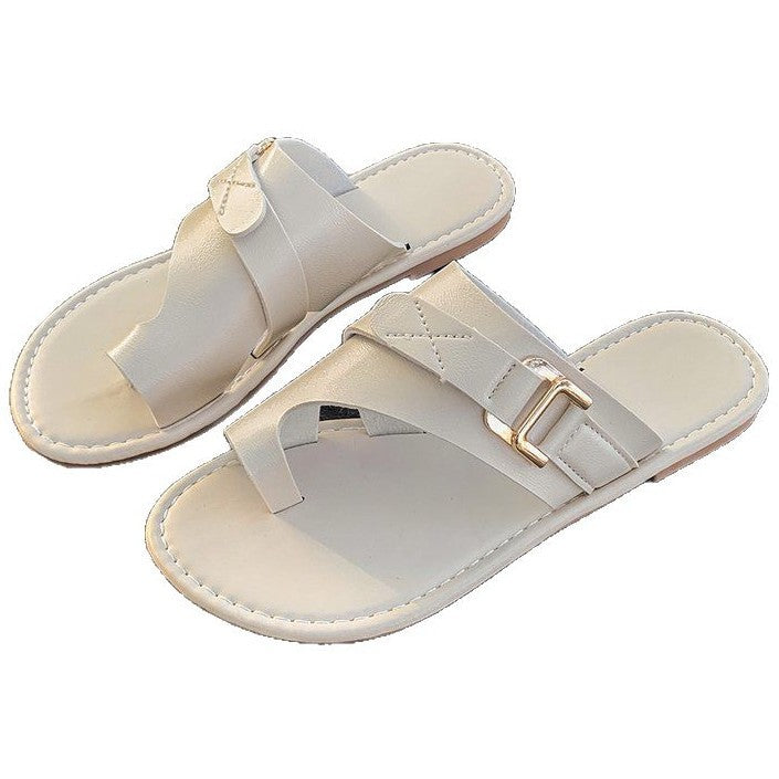 Damen Zehentrenner-Sandalen mit modischem Schnallen-Detail und bequemem Fußbett W&W