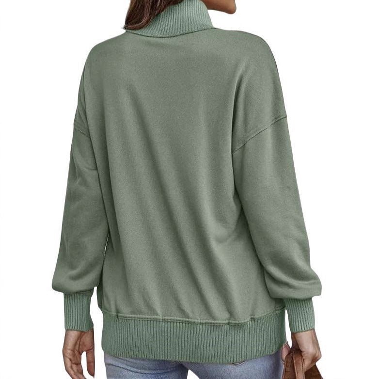 Damen Pullover mit hohem Kragen und Knopfdetails WW
