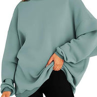 Damen oversized Kapuzenpullover mit seitlichen Schlitzen WW