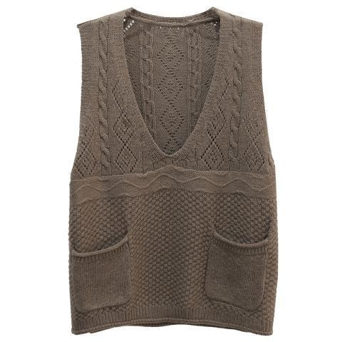 Damen Strickweste mit tiefem V-Ausschnitt und praktischen Taschen WW 1759203291