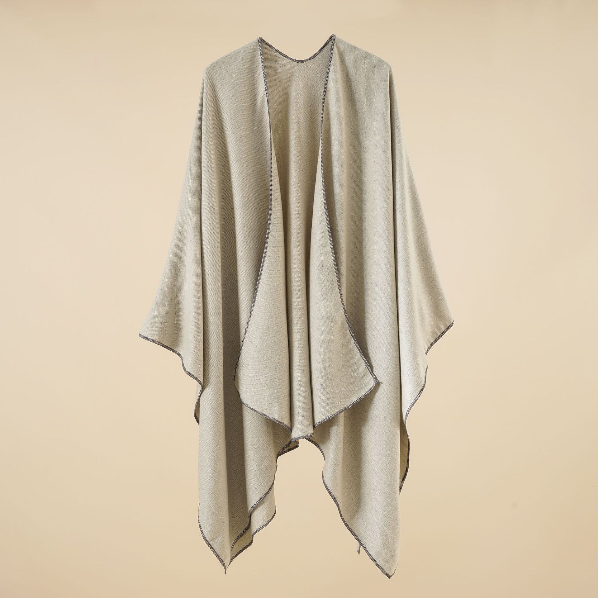 Damen Eleganter Wickelp Poncho aus weichem Wollmix WW