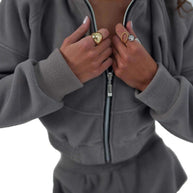 Damen Sportfreizeitanzug mit Cropped Jacke und elastischem Bund WW