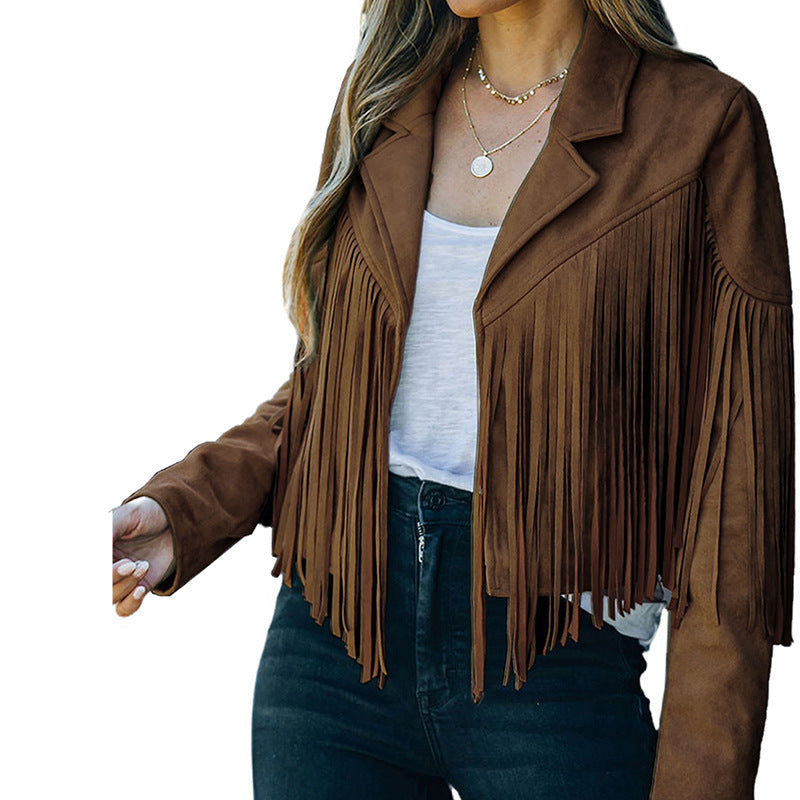 Damen Fransenjacke aus hochwertigem Suede-Mix WW