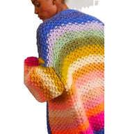 Damen Strickjacke mit buntem Farbverlauf und weitem Schnitt WW