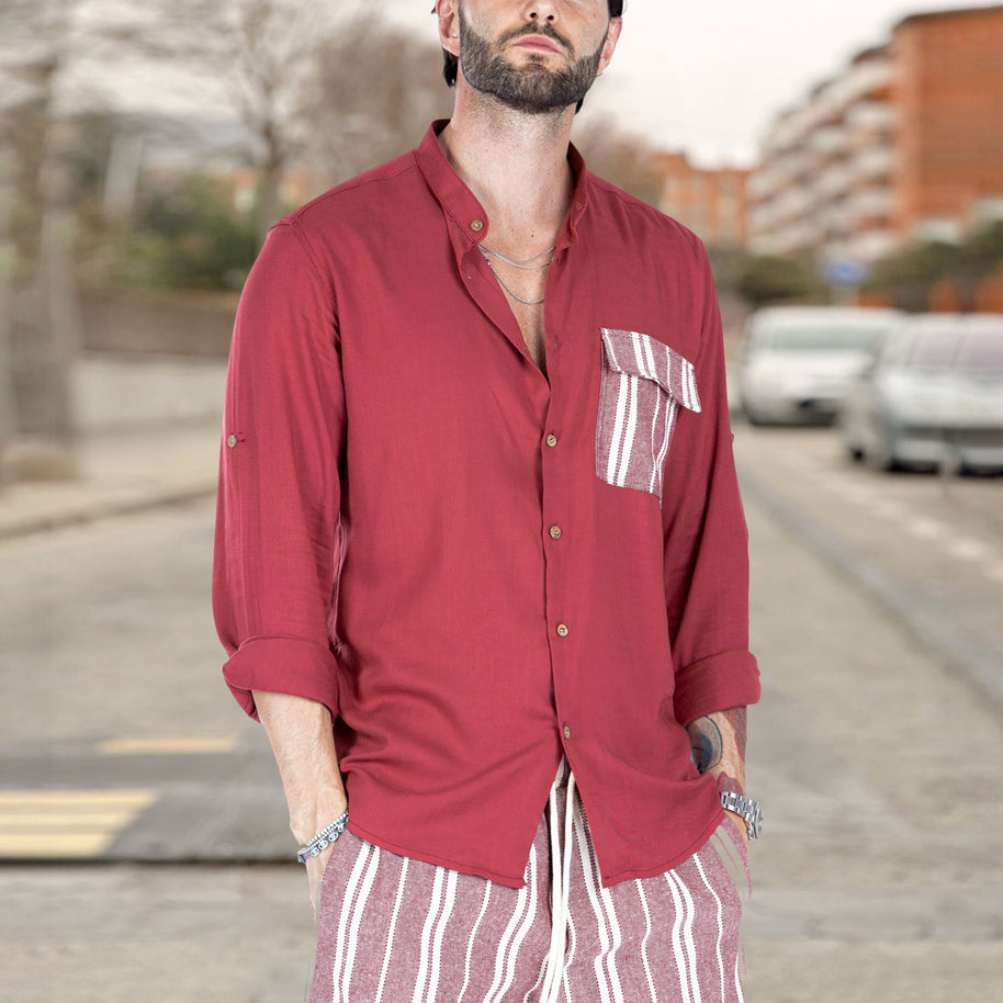 Herren luftige Sommerbluse mit Streifenmuster WW