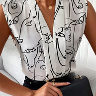 Damen Seidenbluse mit abstraktem Druck WW