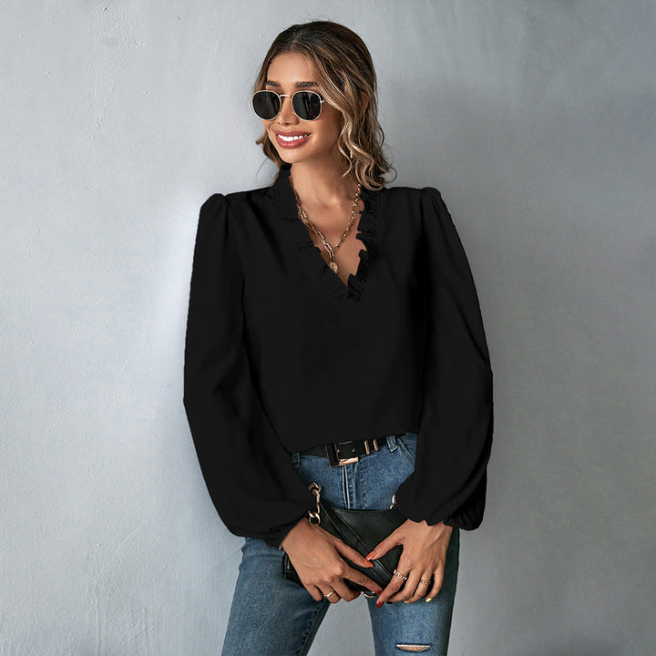 Damen Bluse mit voluminösen Ärmeln und eleganter Rüschendekoration W&W Mode