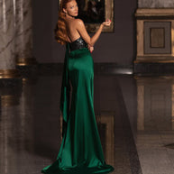 Damen Elegantes Abendkleid mit transparentem Oberteil und hohem Schlitz WW