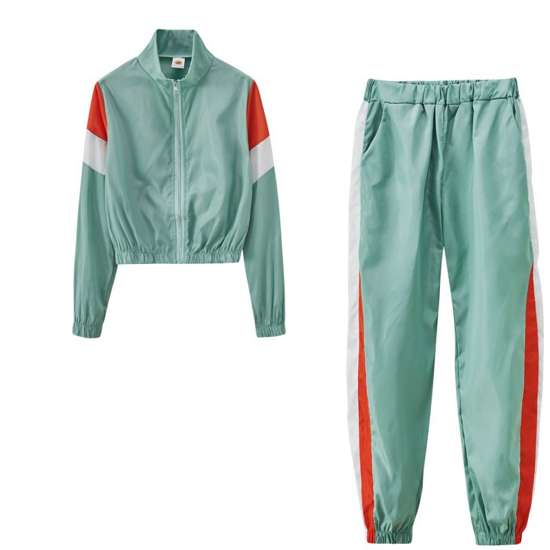Damen Sportliches Trackset mit colorblock Design und elastischem Bund WW