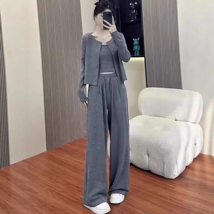 Damen Bequemes und lässiges Strick-Loungewear-Set WW