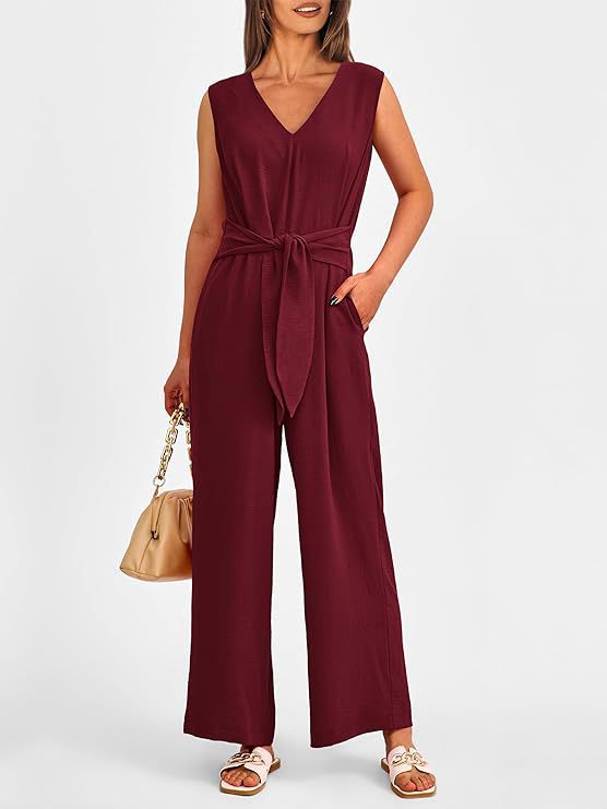 Damen eleganter Jumpsuit mit tailliertem Schnitt und weitem Bein WW