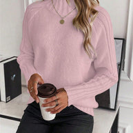 Damen Pullover mit modernem Stehkragen und strukturiertem Rippdesign WW