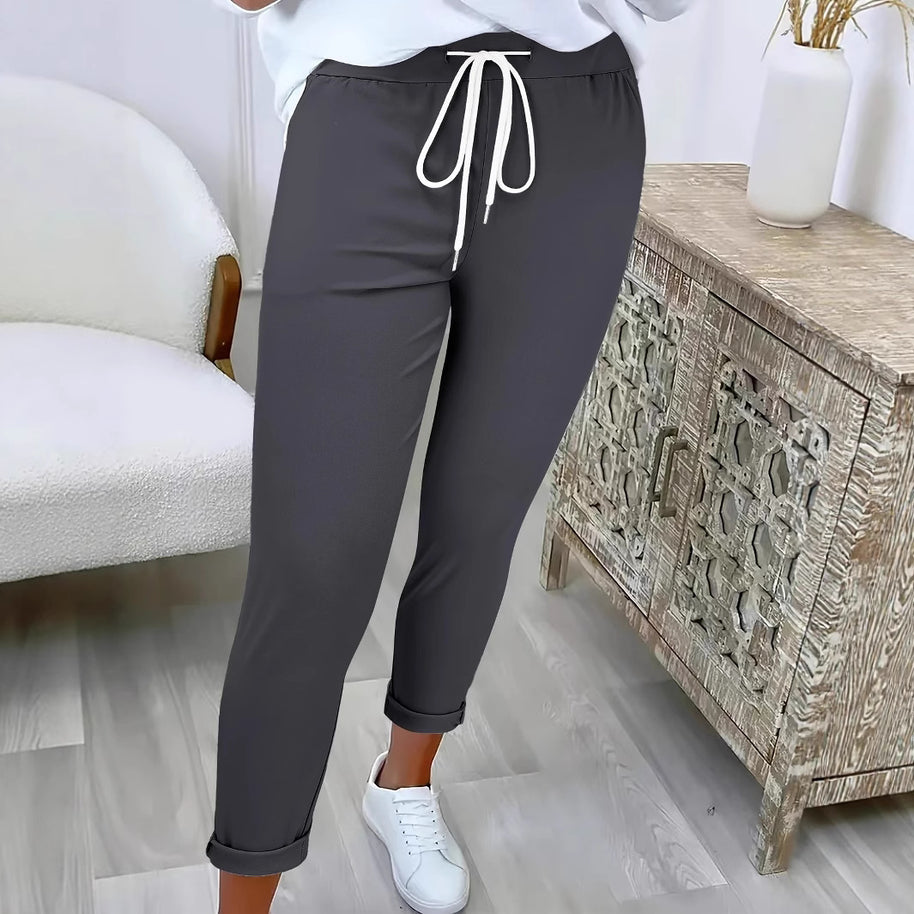 Damen Bequeme Freizeithose mit verstellbarem Kordelzug und lässigem Schnitt WW