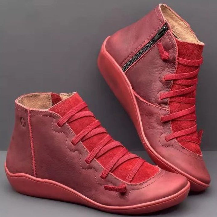 Damen modische High-Top Sneakers mit einzigartigem Schnür- und Reißverschluss-Design W&W Mode