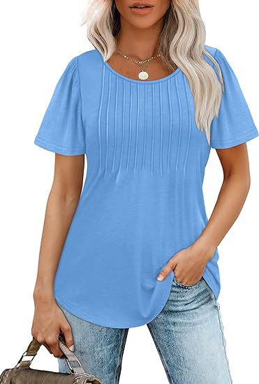 Damen Sommer T-Shirt mit Falten-Design WW