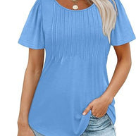 Damen Sommer T-Shirt mit Falten-Design WW