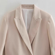 Damen stilvolle Blazerjacke mit doppelter Knopfleiste und breiten Revers WW