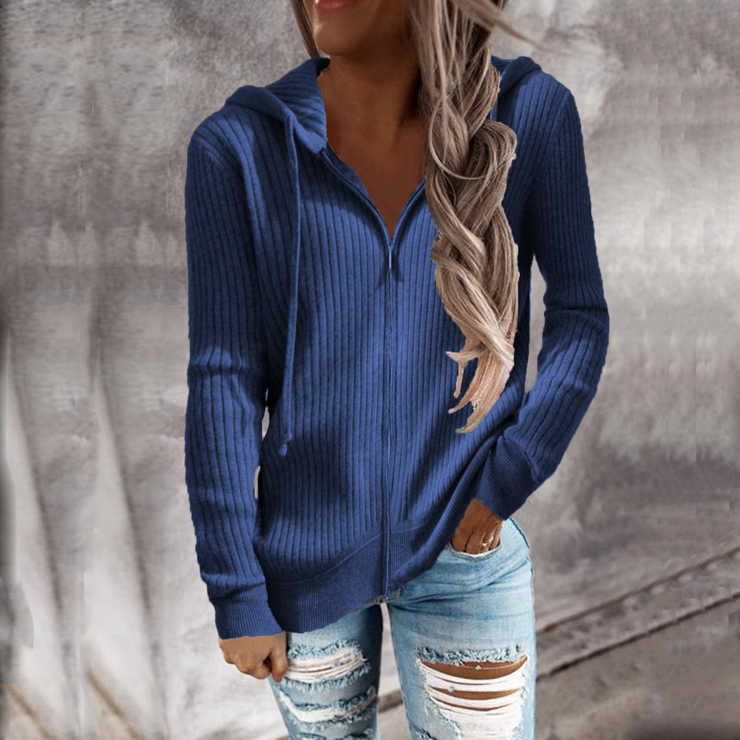 Damen Kapuzenjacke mit Rippstruktur und praktischen Taschen W&W Mode