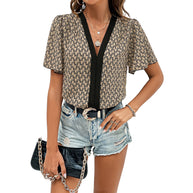 Damen Body mit modernen Puffärmeln und elegantem V-Ausschnitt WW